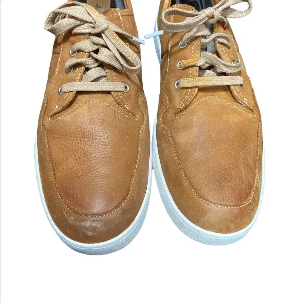 Mens VTG Hush Puppies HPO2 Flex Brown Tan Soft Leather Laved Casual Shoes Sz 13M